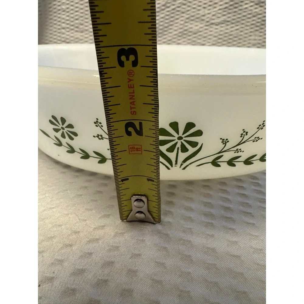 Vintage Glasbake Green Crazy Daisy Casserole Dish J235 Oval 1 QT‎ USA